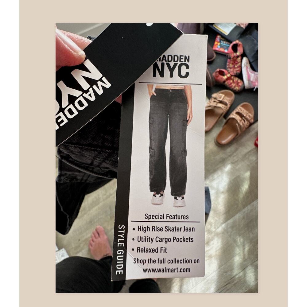 NWT Madden NYC High Rise Skater Jean Cargo Relaxed Fit Women's XL Dark Wash - Picture 6 of 9